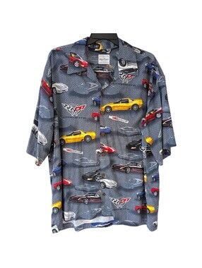 David Carey C5 Corvette AOP Camp Shirt Button Up 2XL Rayon Chevrolet GM Chevy